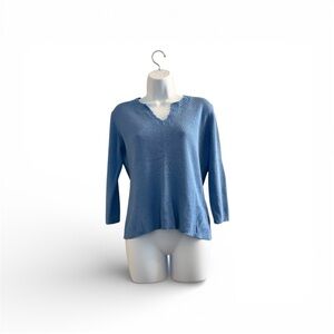Sag Harbor Blue Knit V-Neck Top